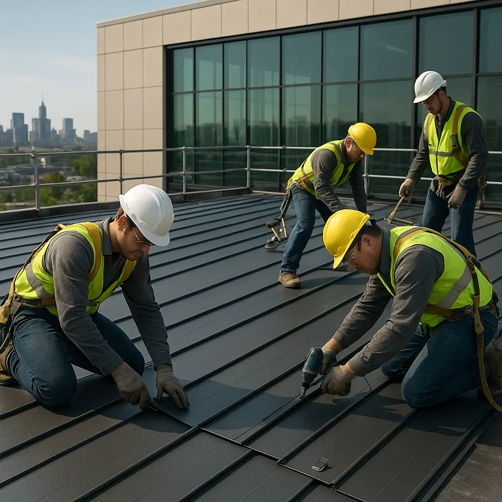 Montage von Metall-Dachpaneelen